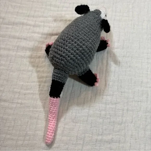 Handmade Crochet Opossum Plushie Stuffed Animal - Picture 5 of 6